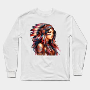 Native American Beauty, The Rising Sun | Catsie Cat Long Sleeve T-Shirt